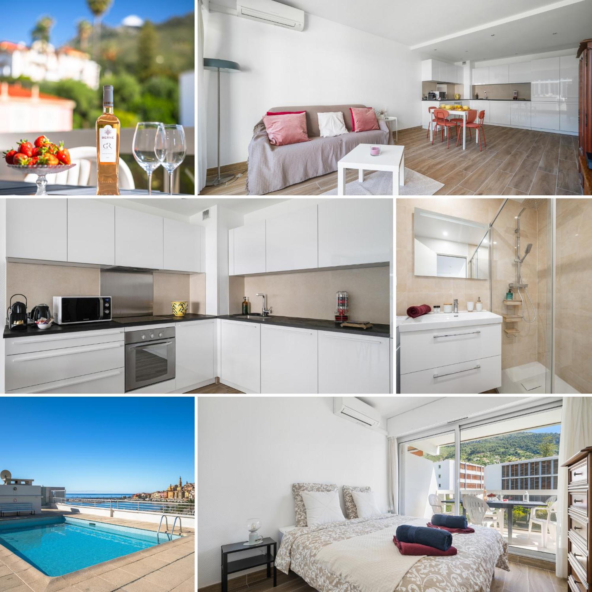 Le Rocamare - Piscine Toit Terrasse - Parking Prive - Terrasse Apartment Menton Ngoại thất bức ảnh